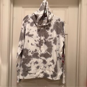 New Kimes Ranch Women’s Mobeetie Hoodie Gray and White Tie-Dye Sweatshirt size M
